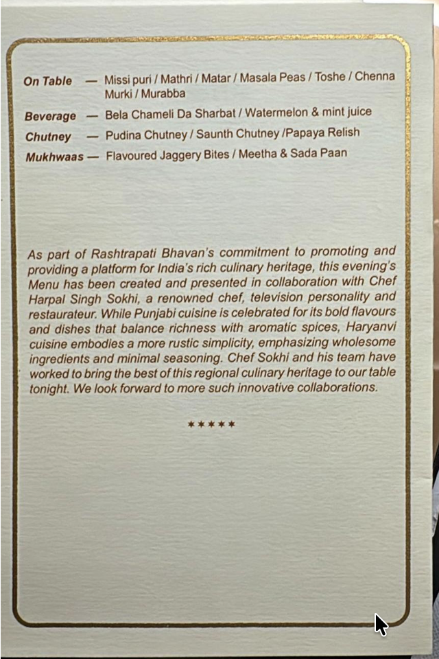 Rashtrapati Bhavan Culinary Journey